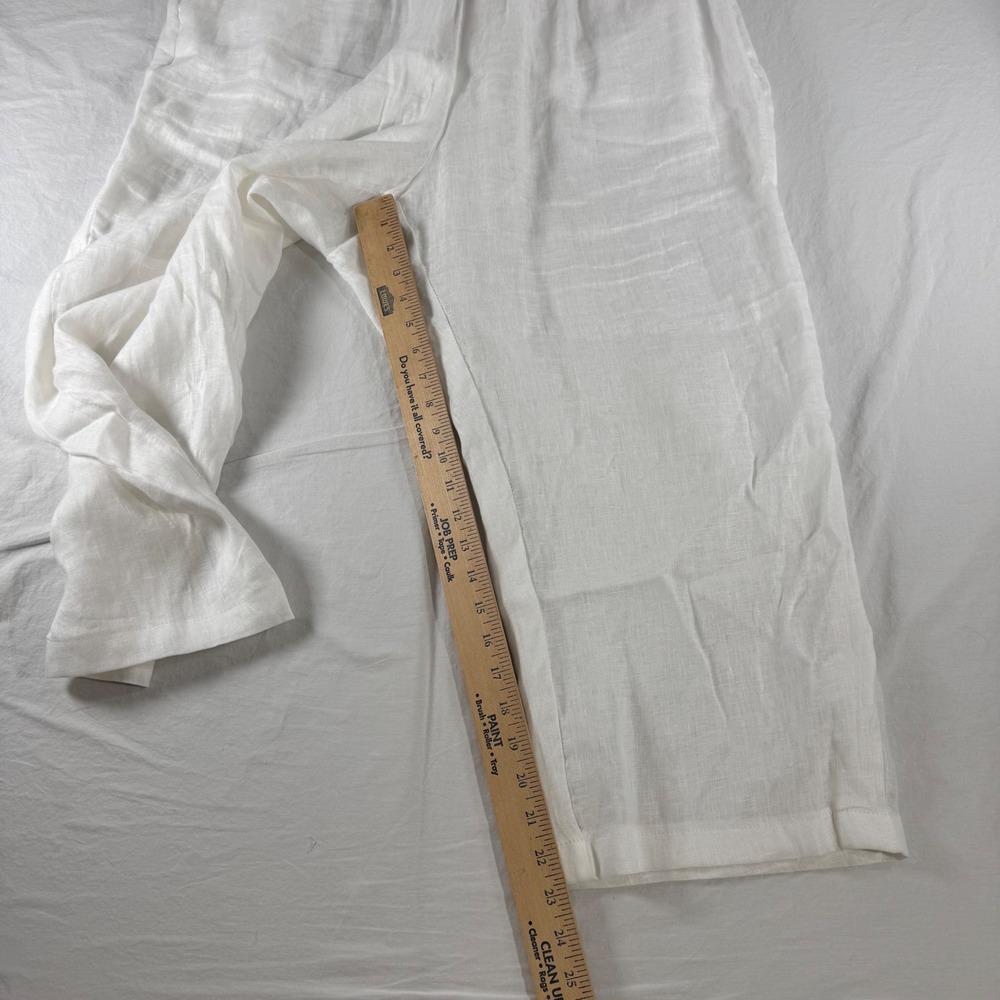 Elie Tahari Woman's Size 2X White 100% Linen Sheer Pull On Pants Swim Coverup - Picture 6 of 12